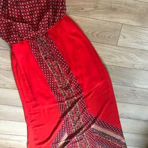 Red flowy maxi dress